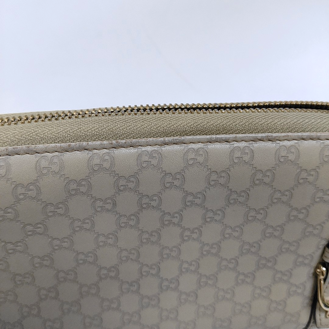 GUCCI Gray Cowhide Monogrammed Embossed Wallet Golden hardware-(SKU)-959914581