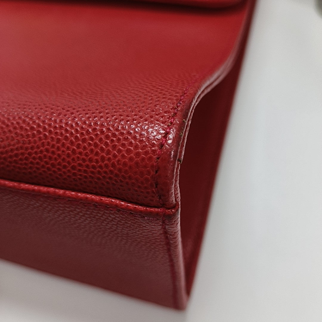 GIVENCHY Red Cowhide Tote Bag Golden hardware-(SKU)-11907280