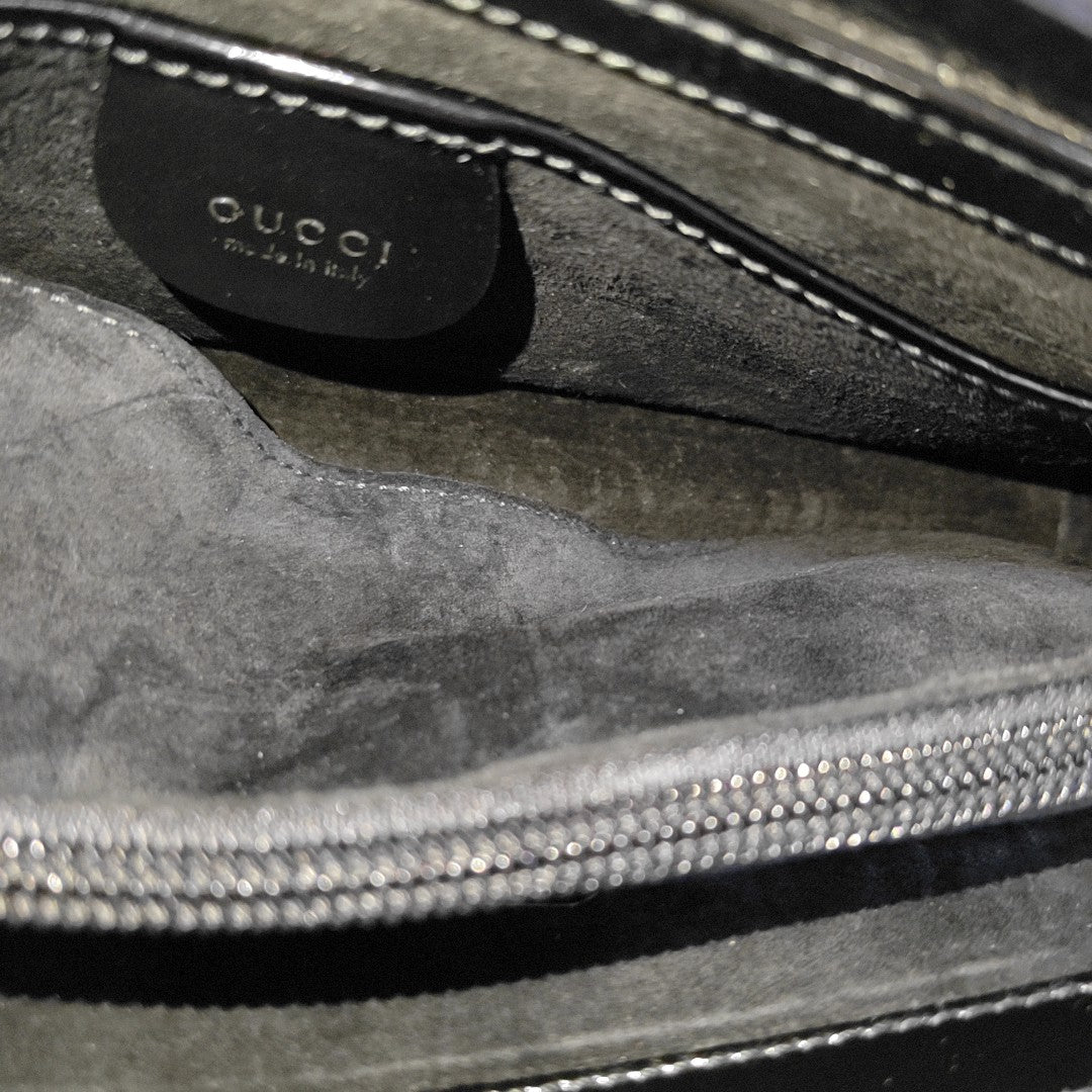 GUCCI Black Fur Handbag Silver Hardware-(SKU)-12419286