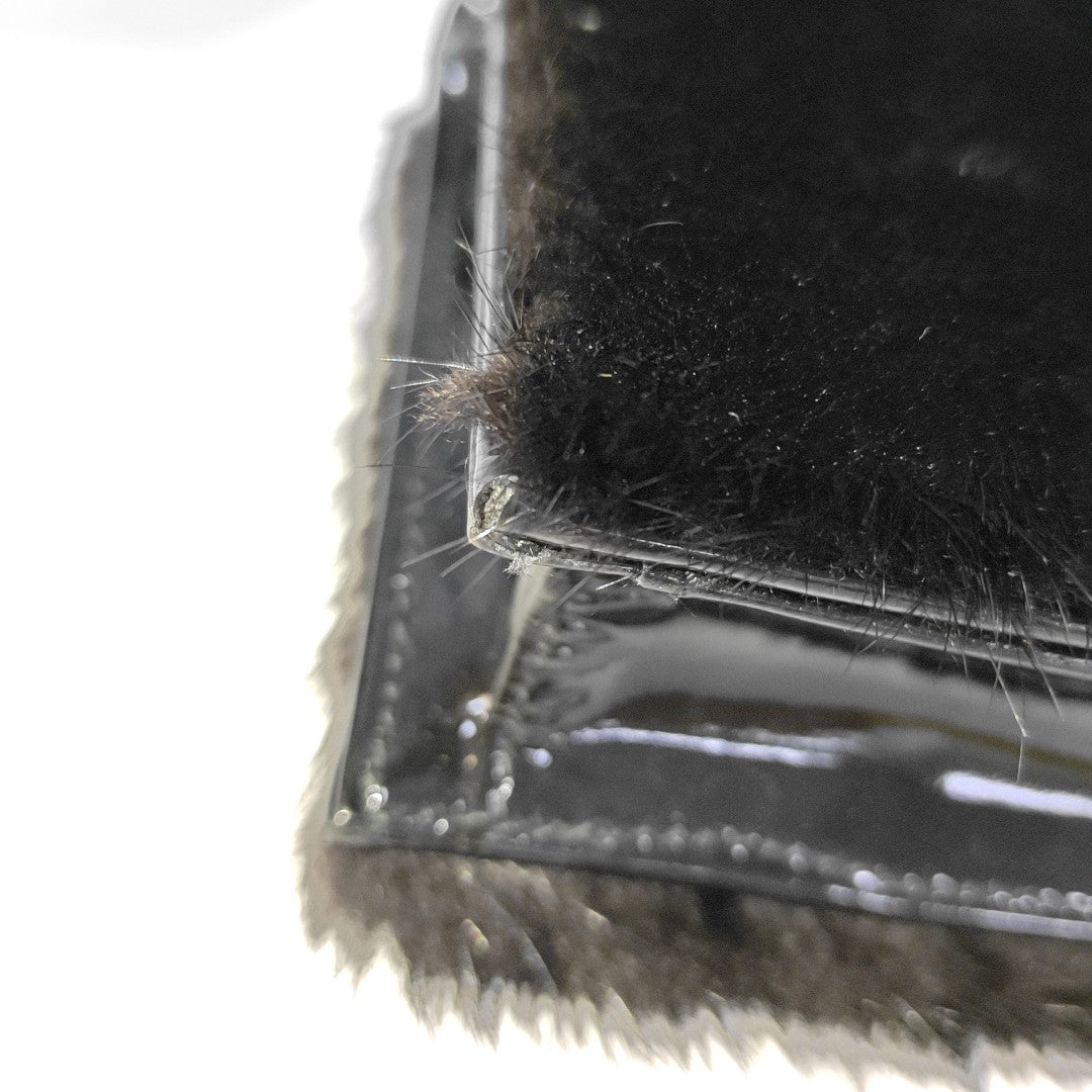 GUCCI Black Fur Handbag Silver Hardware-(SKU)-12419286