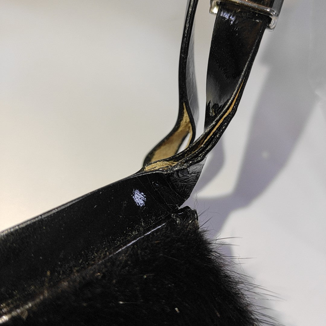 GUCCI Black Fur Handbag Silver Hardware-(SKU)-12419286