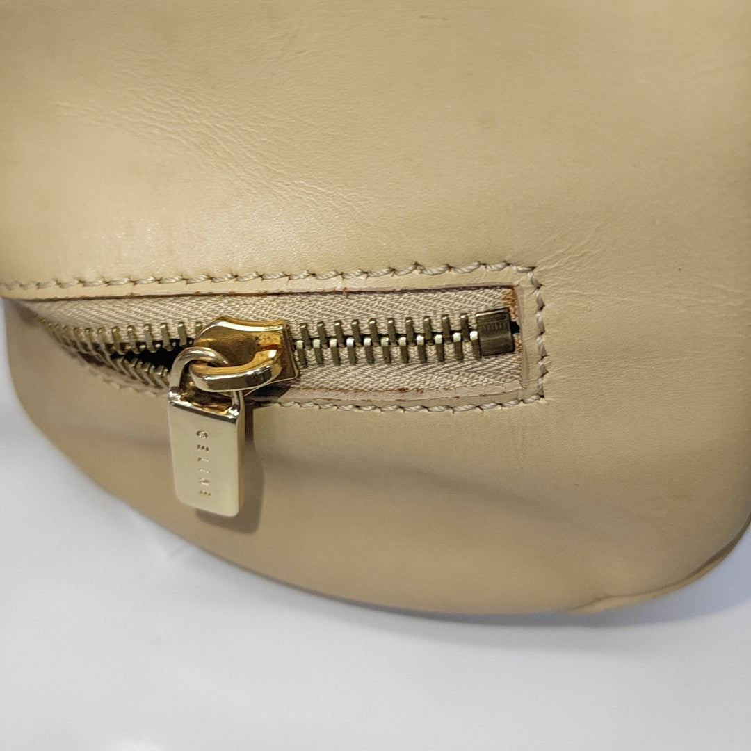CELINE Beige Leather Embossed Handbag Golden hardware-(SKU)-14139543