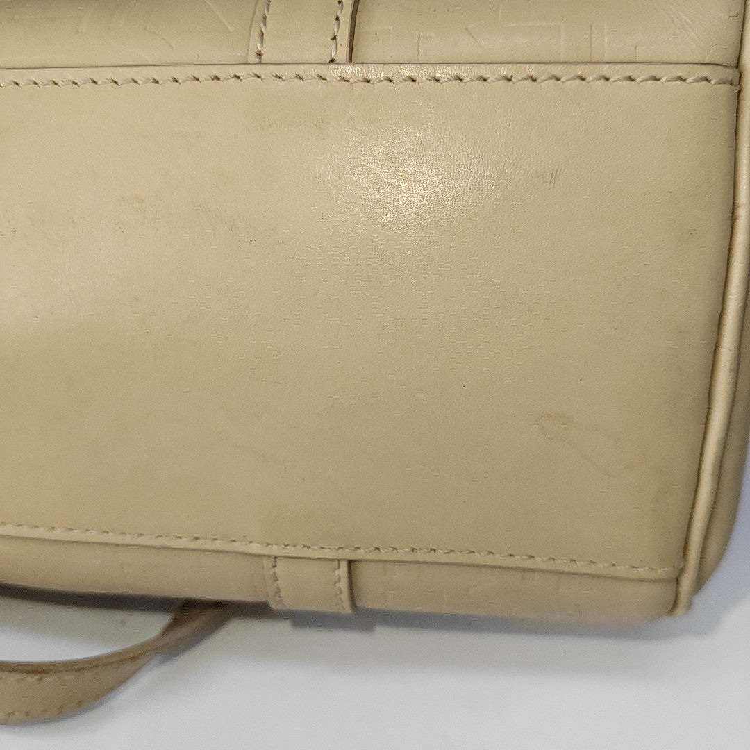 CELINE Beige Leather Embossed Handbag Golden hardware-(SKU)-14139543