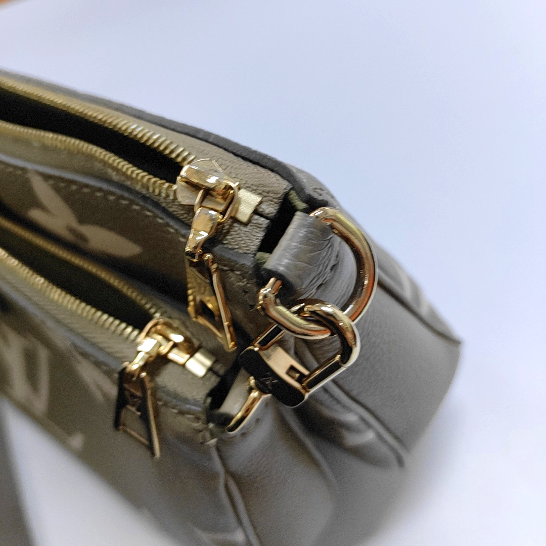 LOUIS VUITTON MULTI Green Calfskin Crossbody Shoulder Bag Tote Bag Gold Hardware Pockets 2 Removable Shoulder Straps Full Accessories-(SKU)-964086882