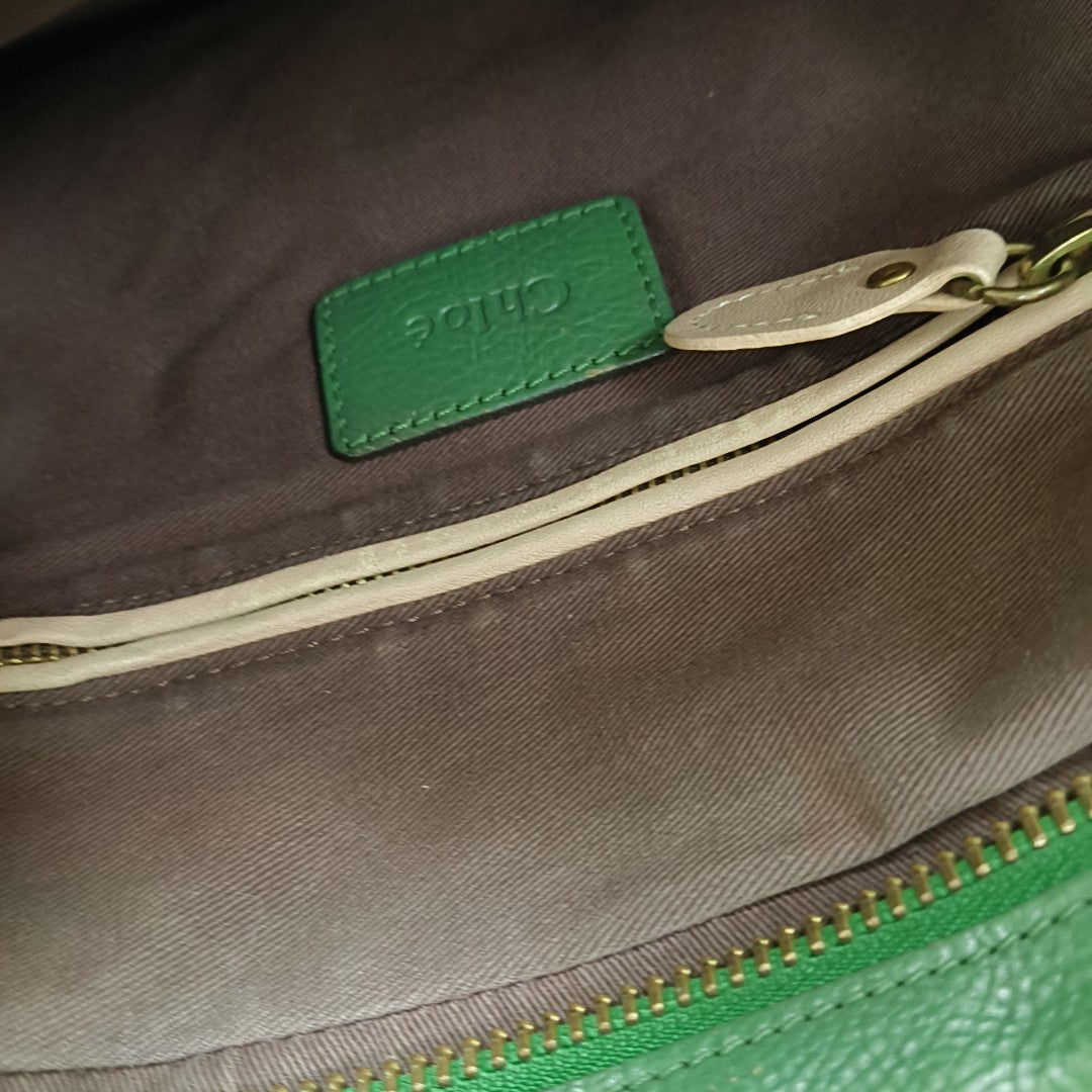Chloé Paraty Medium size Green Leather Single Shoulder Bag Golden hardware Removable shoulder strap-(SKU)-14336695