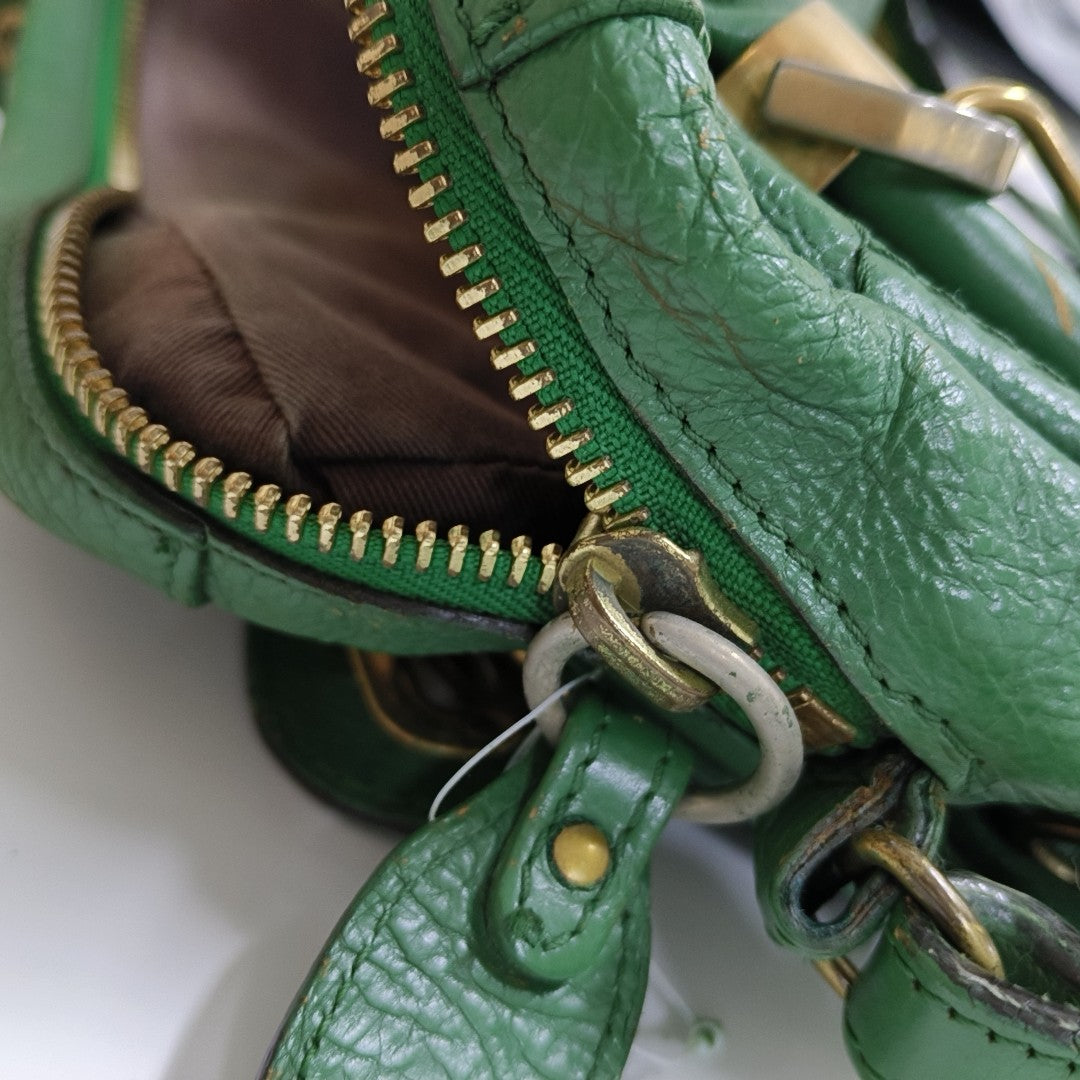 Chloé Paraty Medium size Green Leather Single Shoulder Bag Golden hardware Removable shoulder strap-(SKU)-14336695