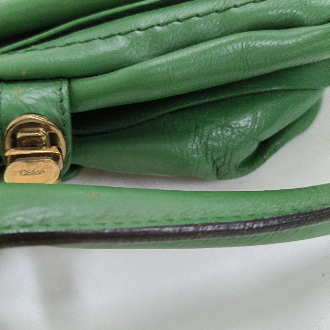 Chloé Paraty Medium size Green Leather Single Shoulder Bag Golden hardware Removable shoulder strap-(SKU)-14336695