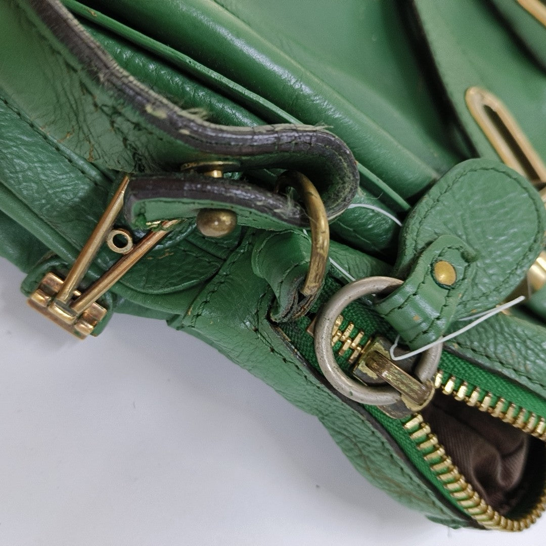 Chloé Paraty Medium size Green Leather Single Shoulder Bag Golden hardware Removable shoulder strap-(SKU)-14336695