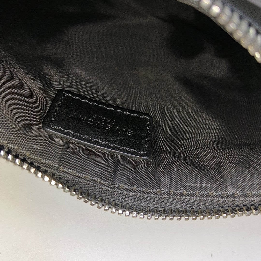 GIVENCHY Black Leather Printed Embossed Clutch Silver Hardware-(SKU)-14453406