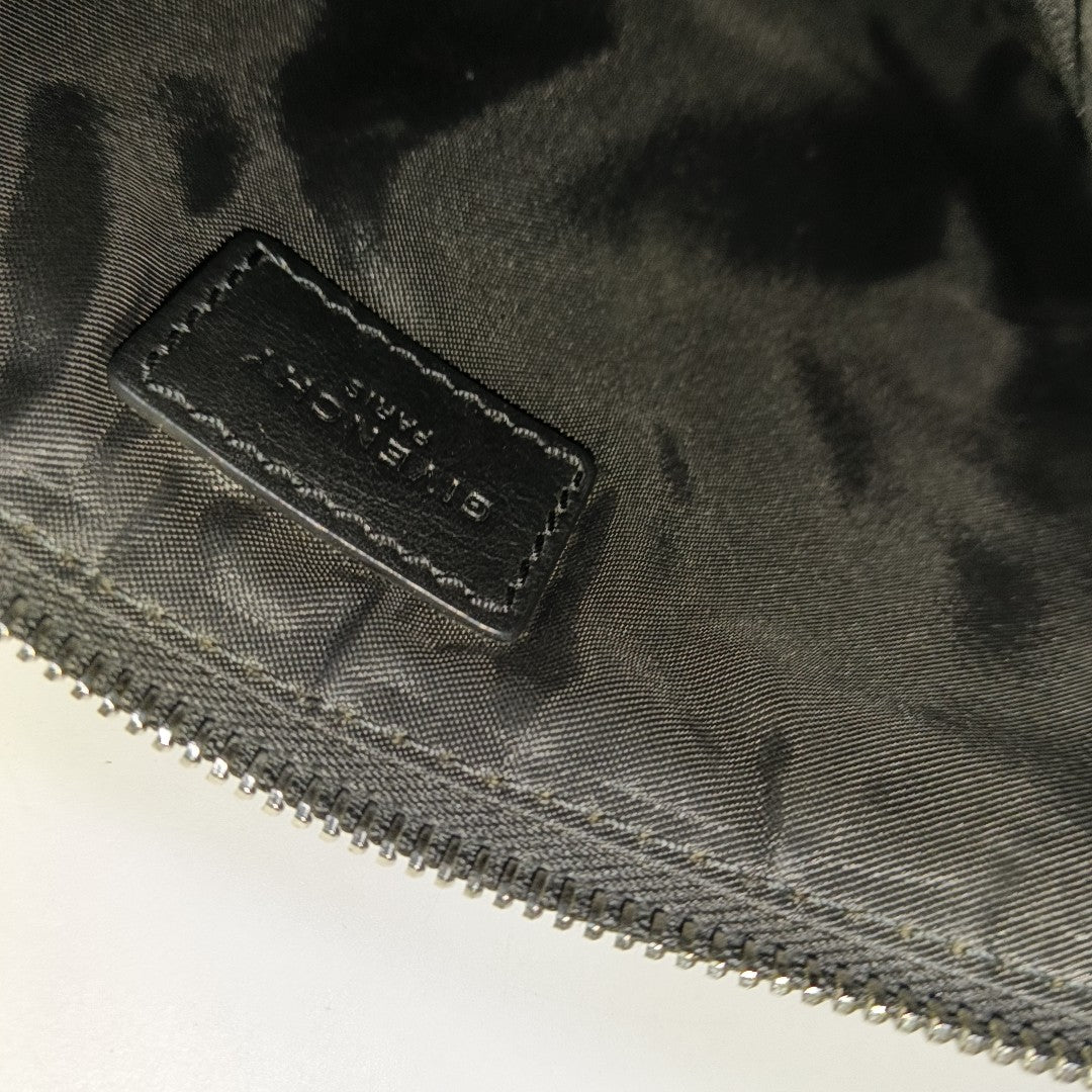 GIVENCHY Black Leather Printed Embossed Clutch Silver Hardware-(SKU)-14453406
