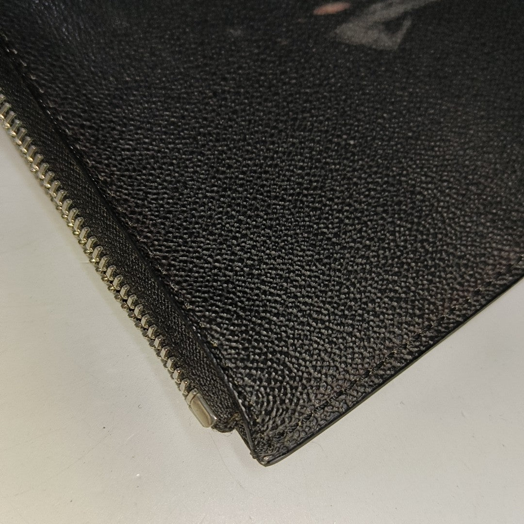 GIVENCHY Black Leather Printed Embossed Clutch Silver Hardware-(SKU)-14453406