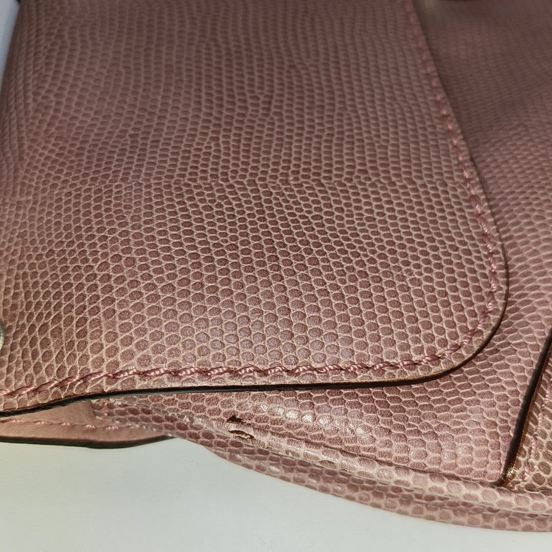 BURBERRY Pink Leather Embossed Single Shoulder Bag Tote Bag Silver Hardware-(SKU)-948600547