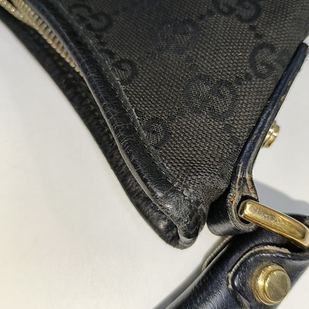 GUCCI Abbey Black canvas monogram jacquard shoulder tote Golden hardware-(SKU)-929825817