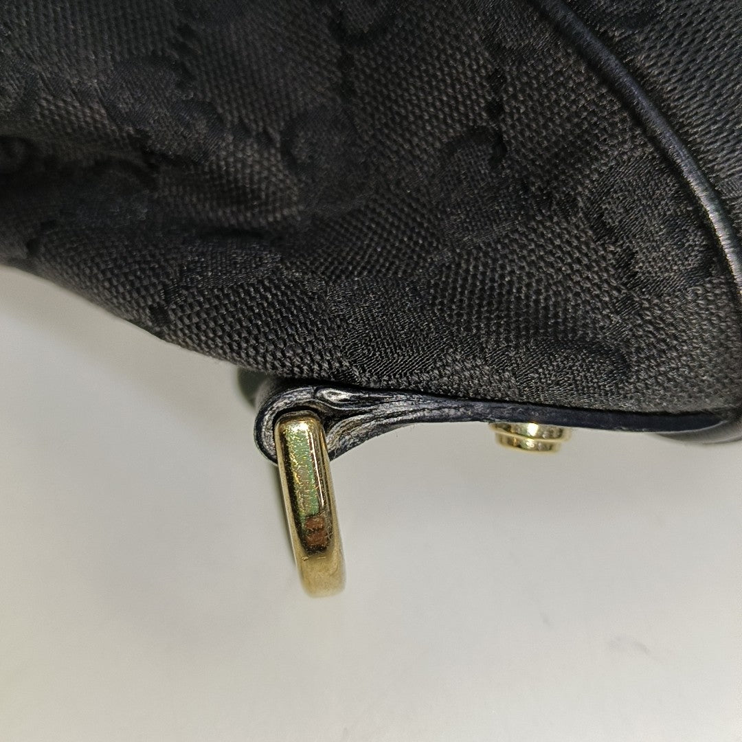 GUCCI Abbey Black canvas monogram jacquard shoulder tote Golden hardware-(SKU)-929825817