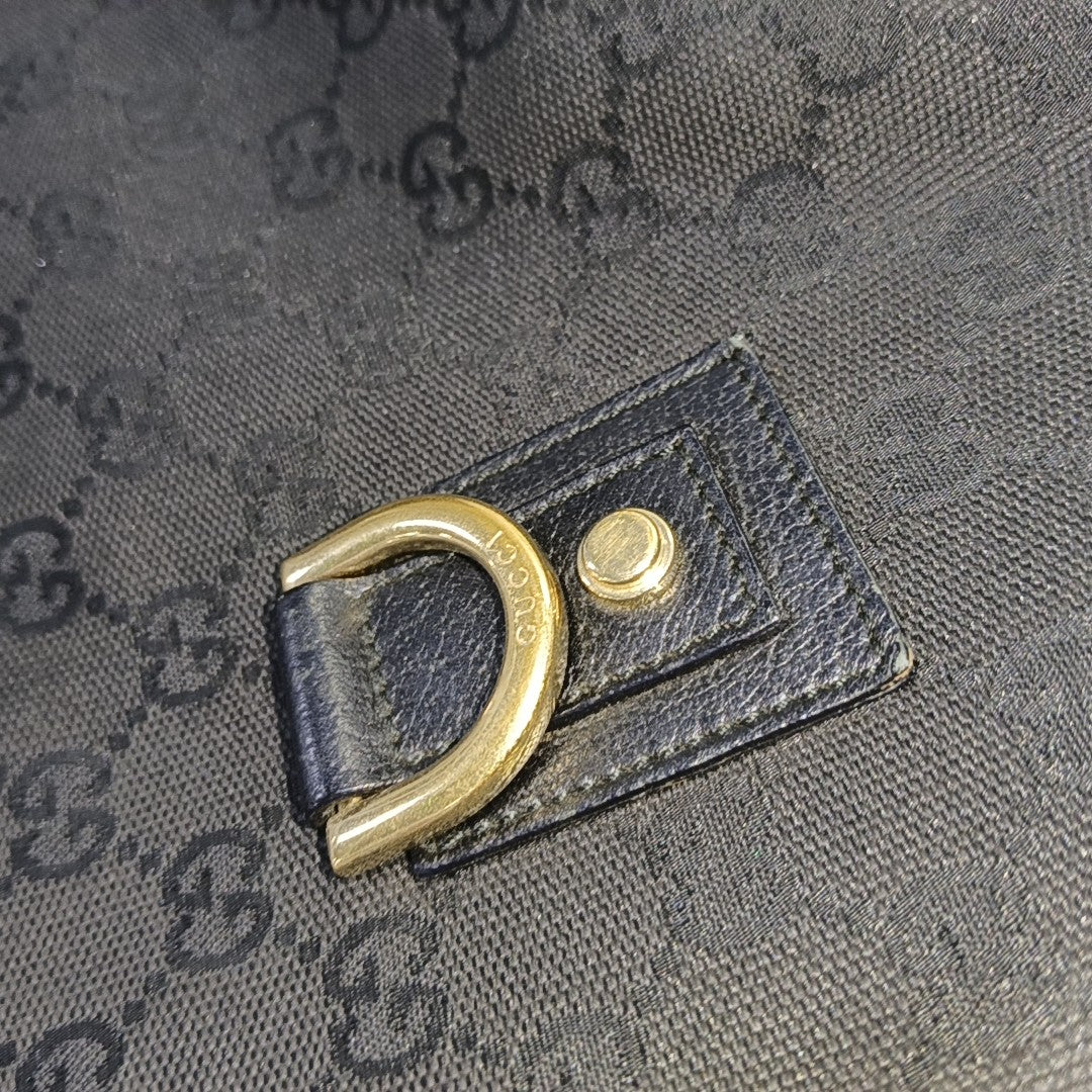 GUCCI Abbey Black canvas monogram jacquard shoulder tote Golden hardware-(SKU)-929825817