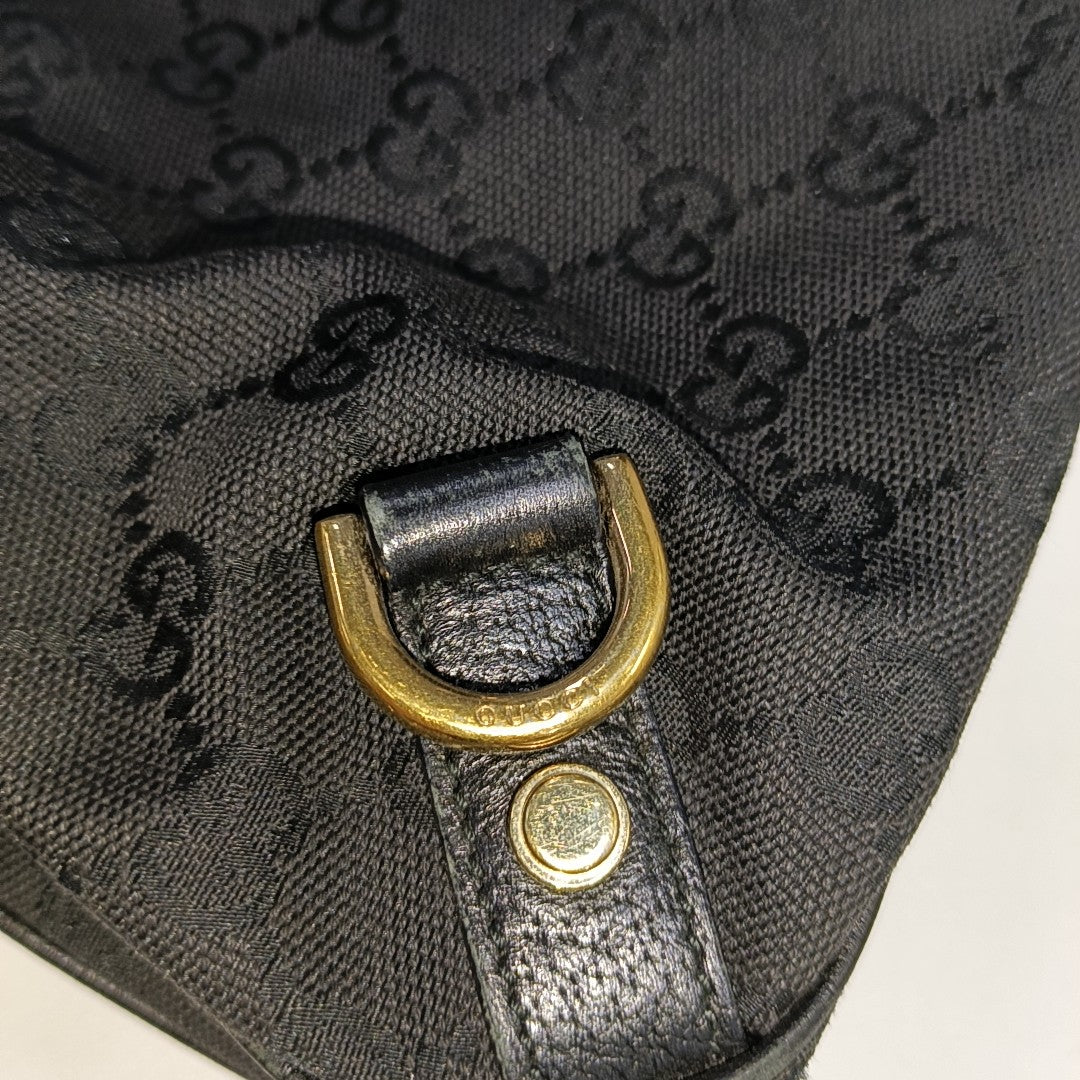 GUCCI Abbey Black canvas monogram jacquard shoulder tote Golden hardware-(SKU)-929825817