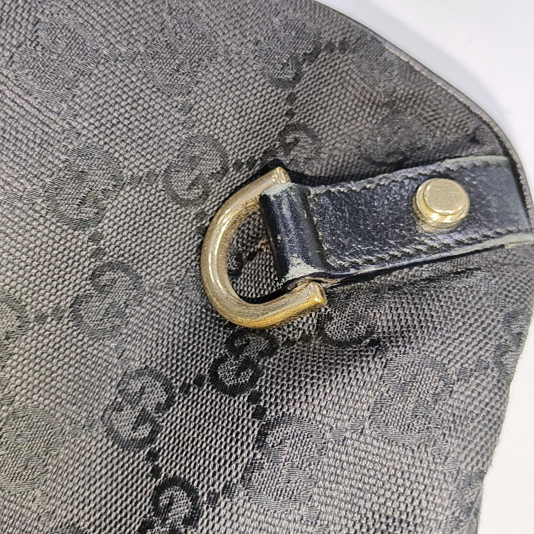 GUCCI Abbey Black canvas monogram jacquard shoulder tote Golden hardware-(SKU)-929825817