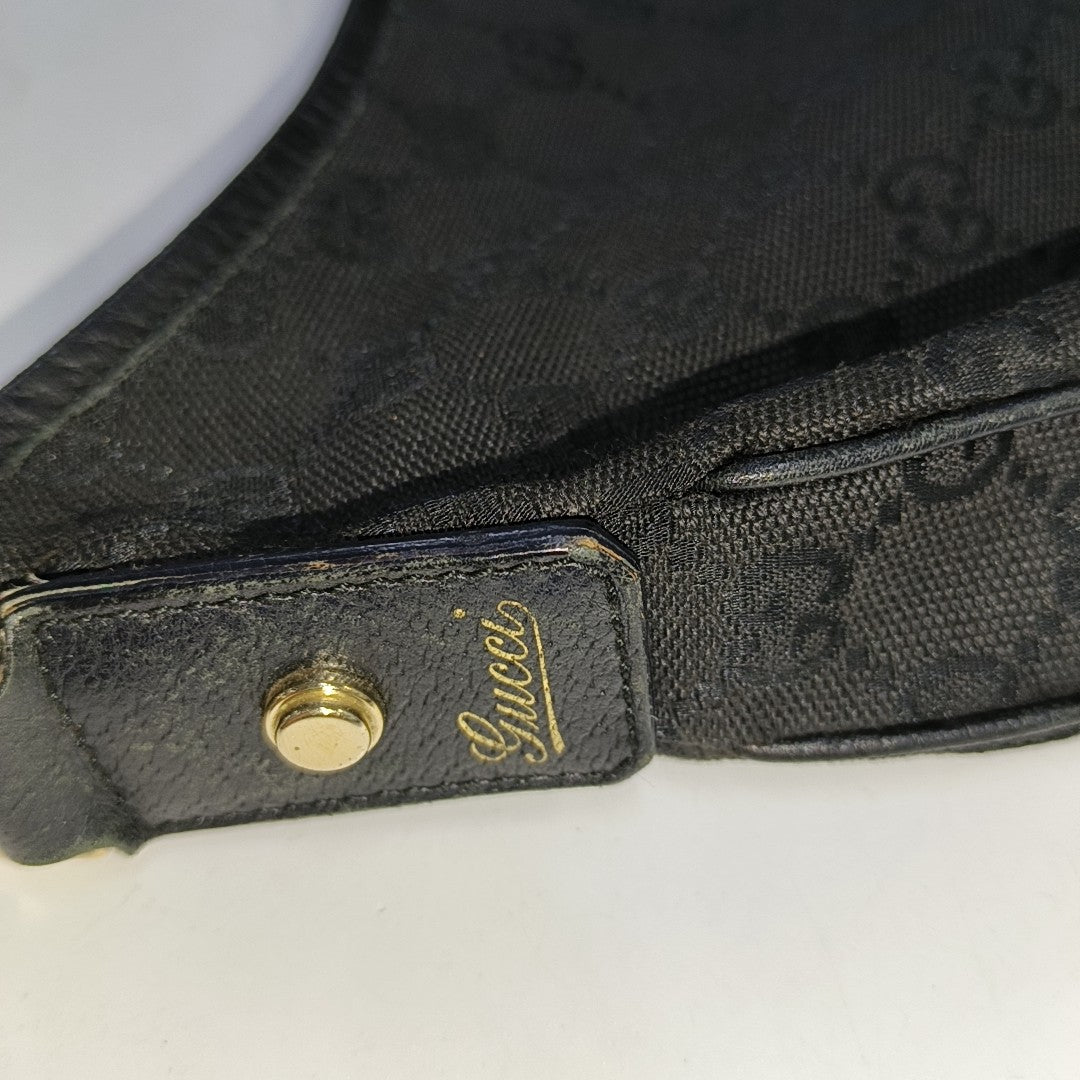 GUCCI Abbey Black canvas monogram jacquard shoulder tote Golden hardware-(SKU)-929825817