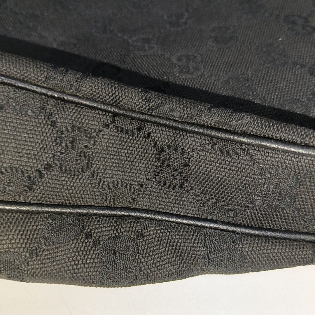 GUCCI Abbey Black canvas monogram jacquard shoulder tote Golden hardware-(SKU)-929825817