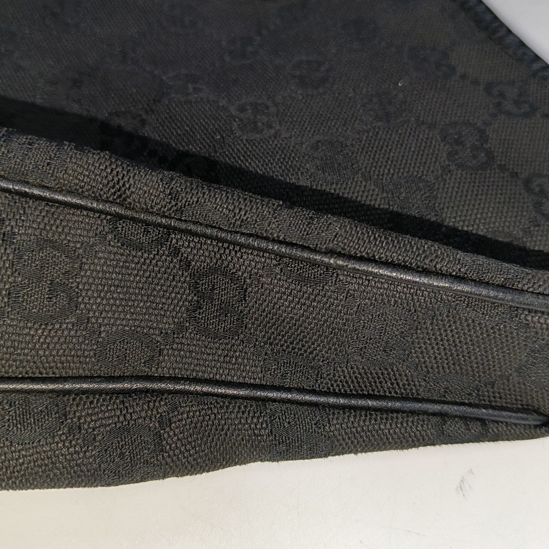 GUCCI Abbey Black canvas monogram jacquard shoulder tote Golden hardware-(SKU)-929825817