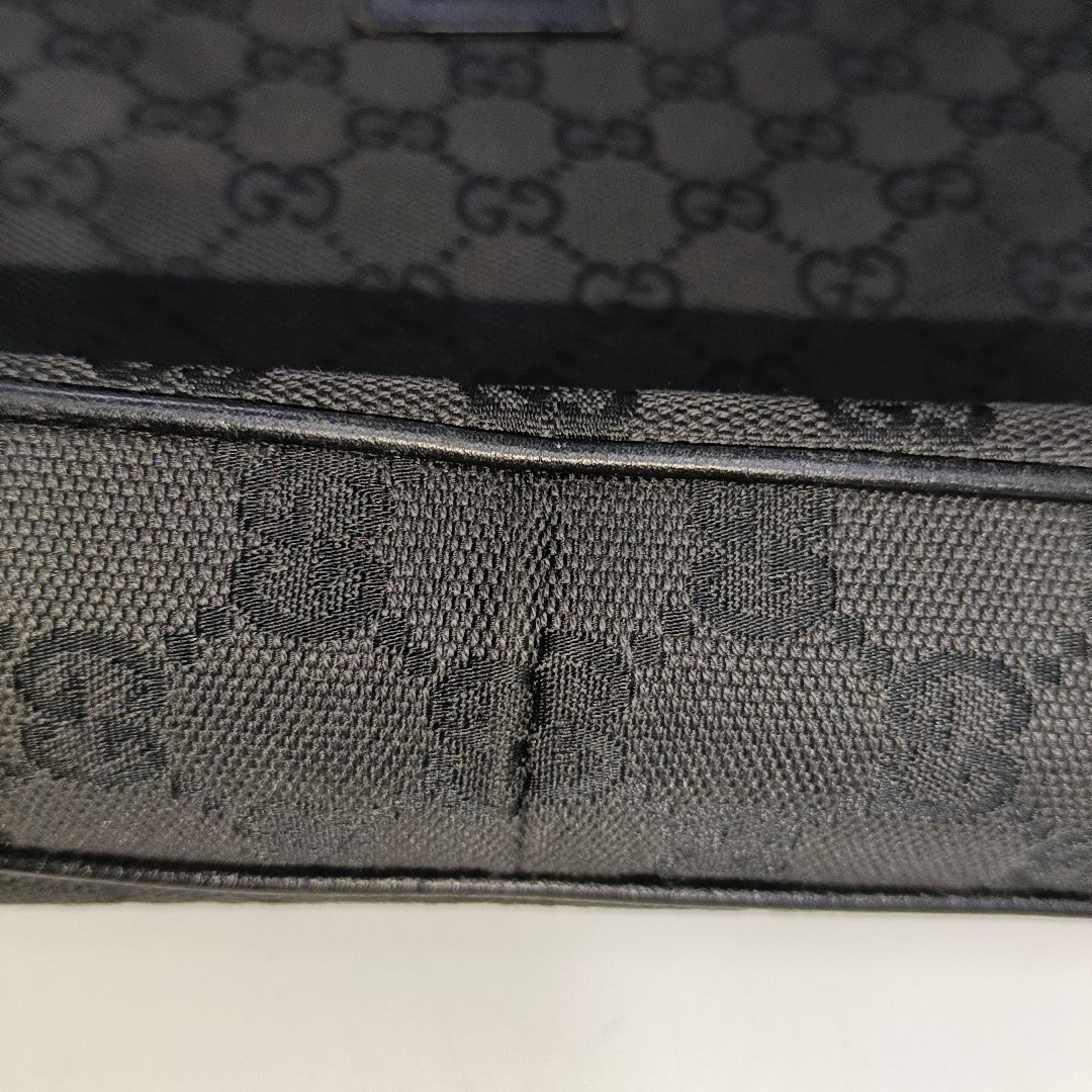 GUCCI Abbey Black canvas monogram jacquard shoulder tote Golden hardware-(SKU)-929825817