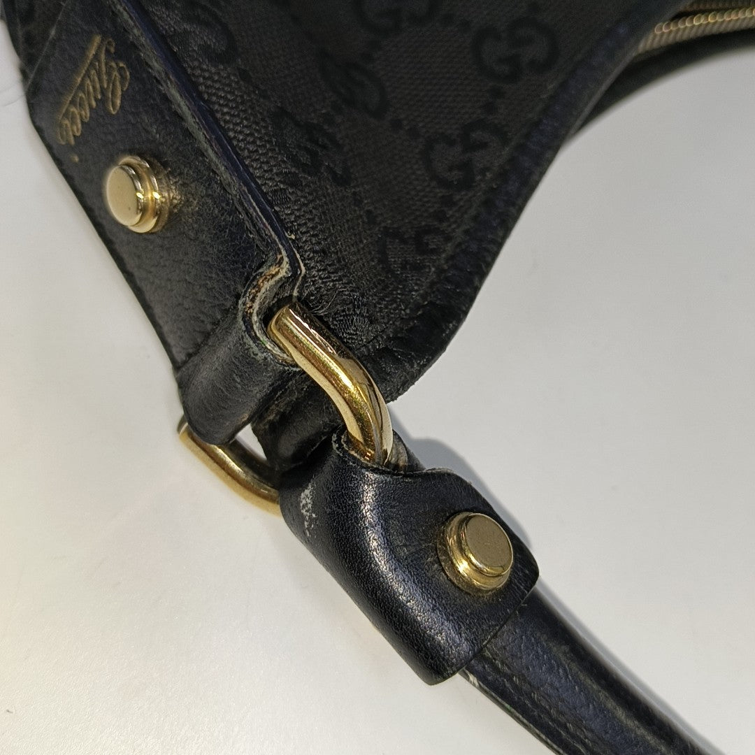 GUCCI Abbey Black canvas monogram jacquard shoulder tote Golden hardware-(SKU)-929825817