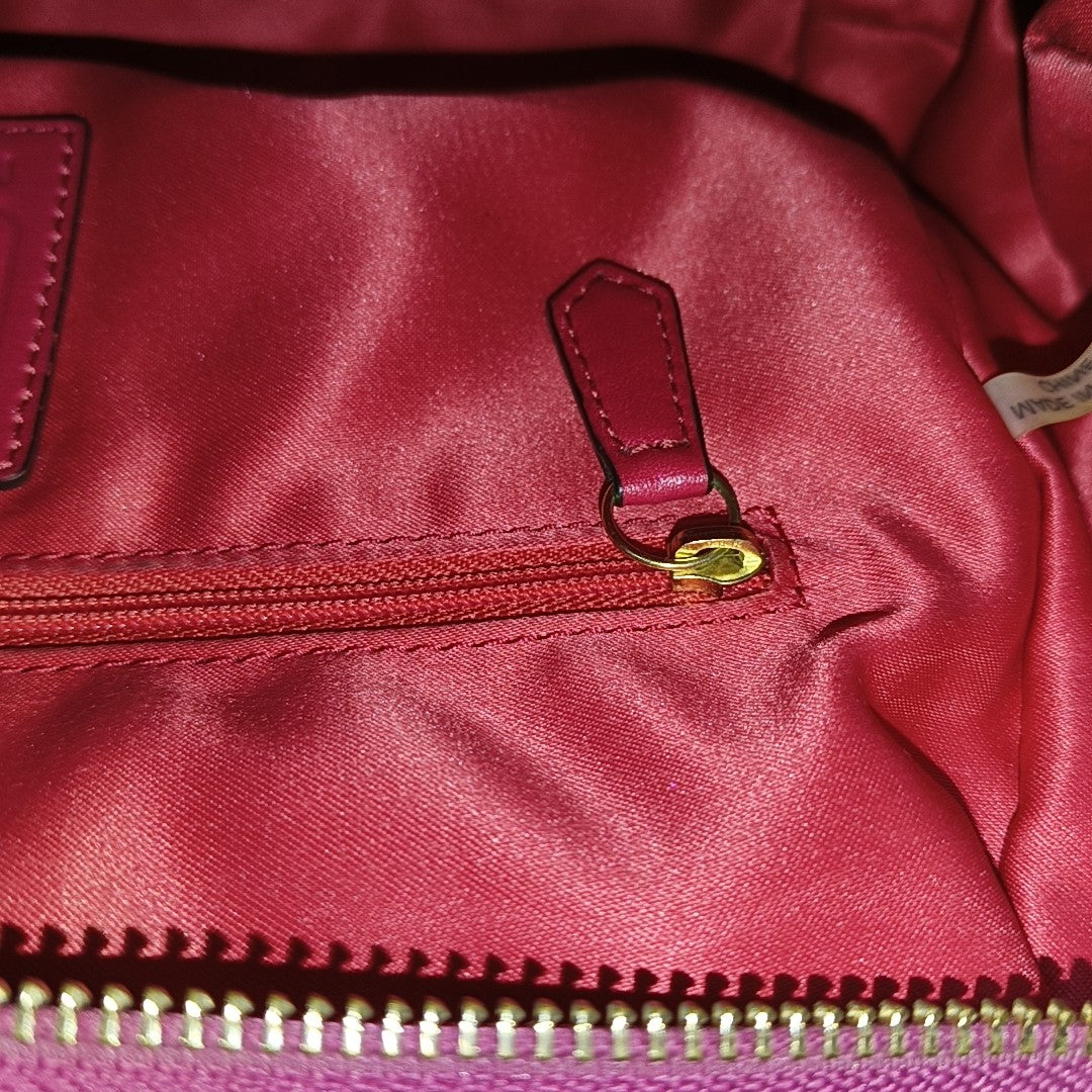 COACH Hot Pink Leather Shoulder, Handbag, and Crossbody Bag Golden hardware-(SKU)-930591818