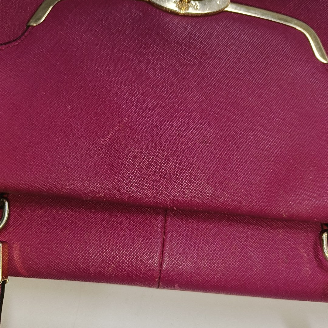 COACH Hot Pink Leather Shoulder, Handbag, and Crossbody Bag Golden hardware-(SKU)-930591818