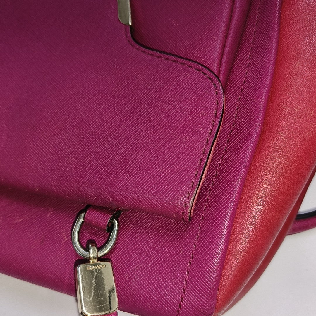 COACH Hot Pink Leather Shoulder, Handbag, and Crossbody Bag Golden hardware-(SKU)-930591818