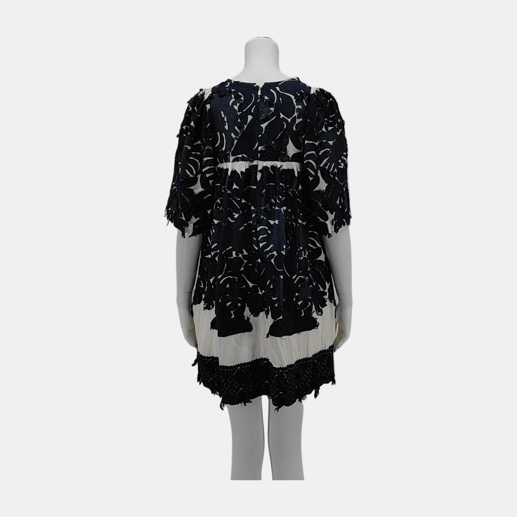 Chloé Scode Autumn Winter Deep Blue Cotton Women's Short Sleeve Midi Dress-(SKU)-935748342