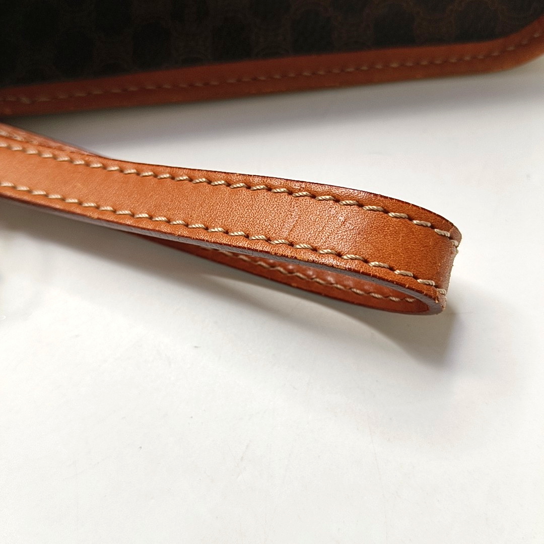 CELINE MACADAM CLUTCHES Brown Coated Canvas Triumph Clutch Golden hardware-(SKU)-947868204
