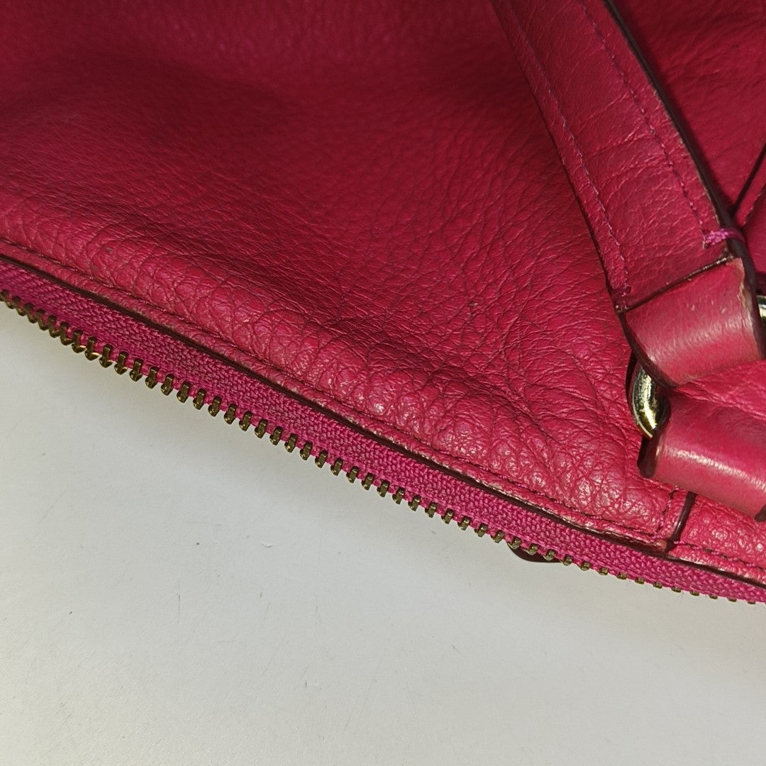 COACH CHARLIE CARRYALL Fuchsia Cowhide Carriage Shoulder Bag Handbag Golden hardware-(SKU)-939765439
