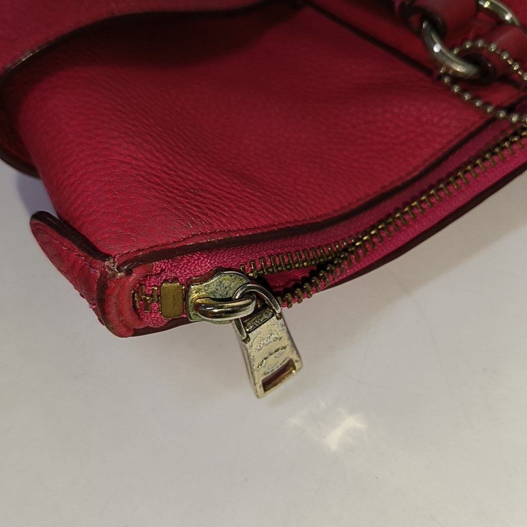 COACH CHARLIE CARRYALL Fuchsia Cowhide Carriage Shoulder Bag Handbag Golden hardware-(SKU)-939765439