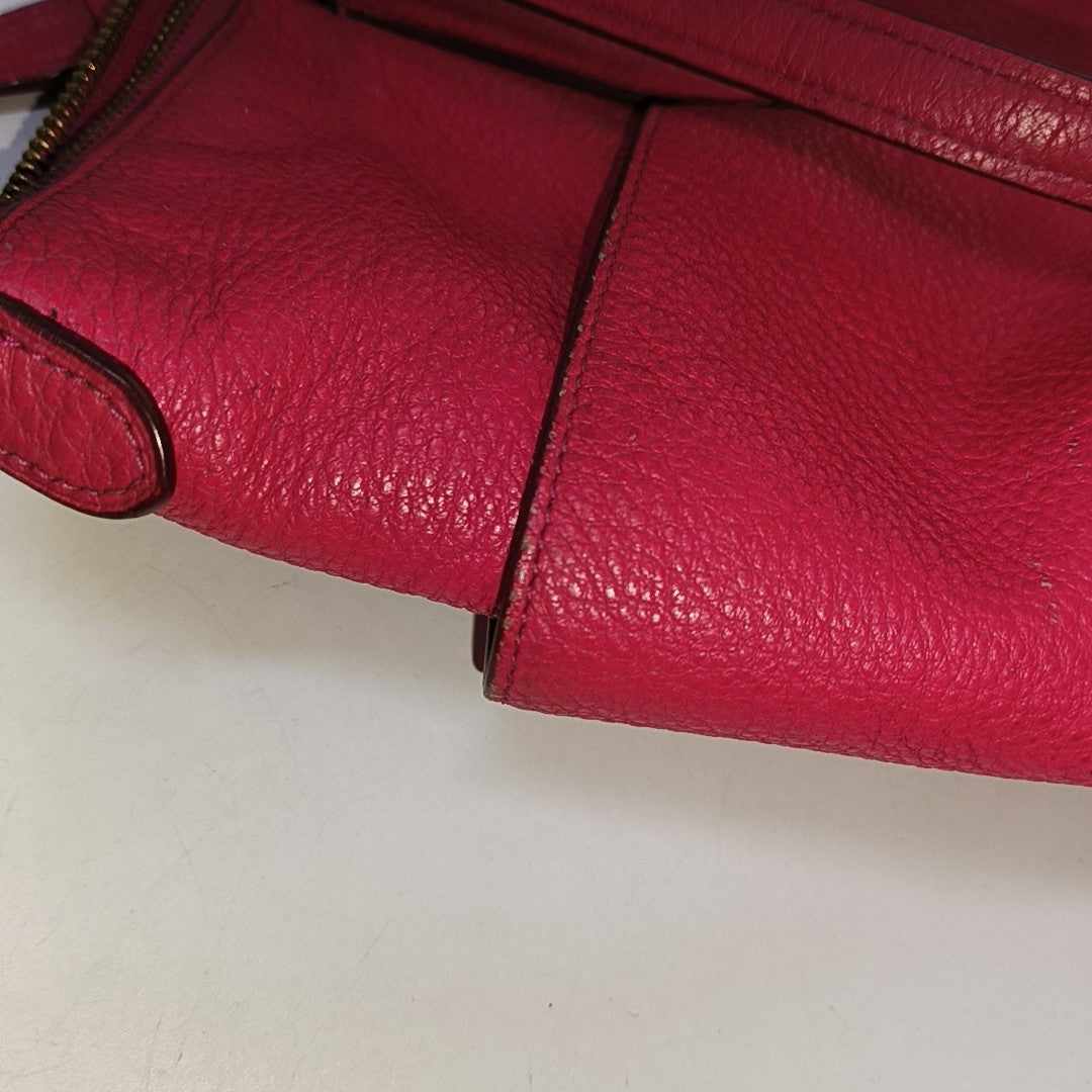 COACH CHARLIE CARRYALL Fuchsia Cowhide Carriage Shoulder Bag Handbag Golden hardware-(SKU)-939765439