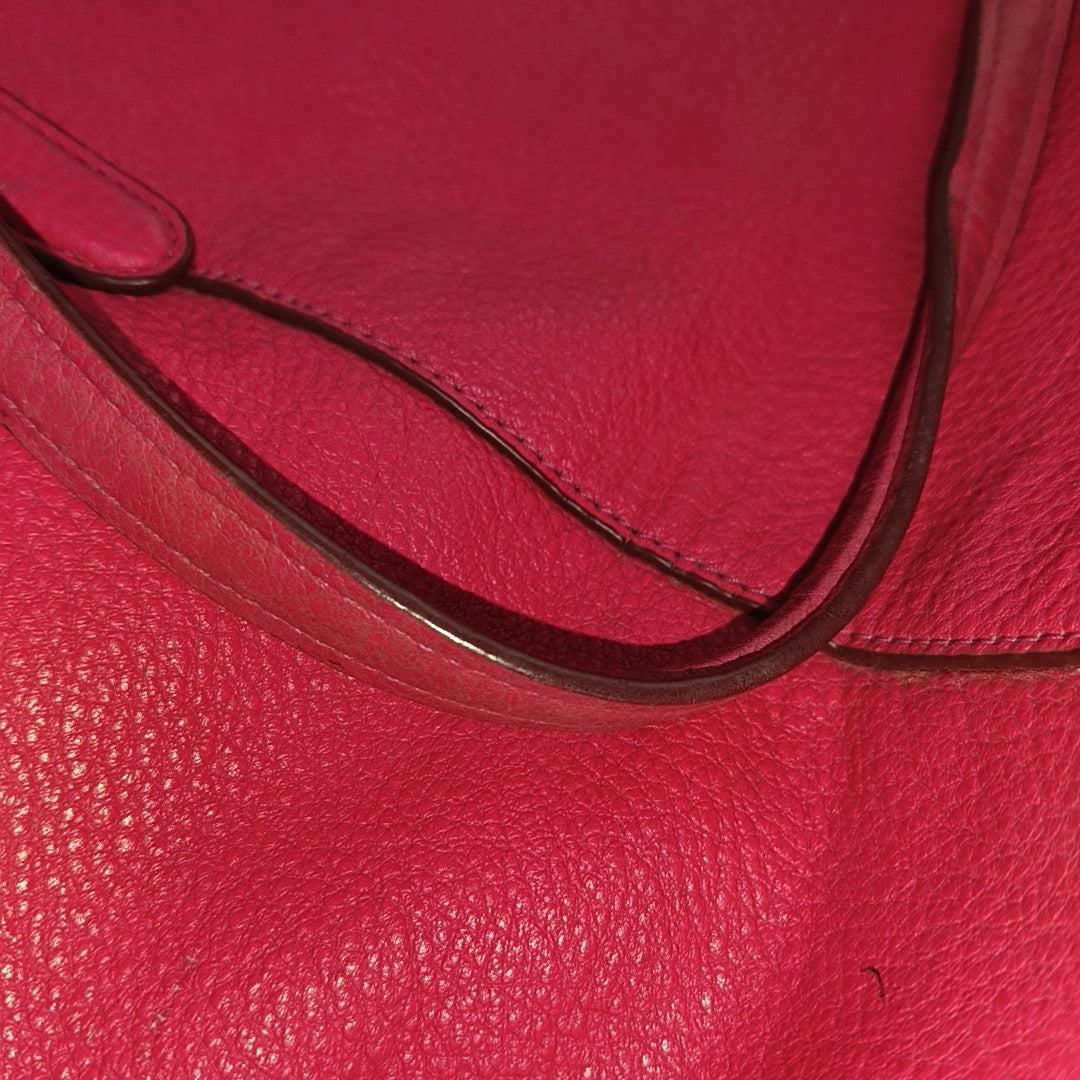 COACH CHARLIE CARRYALL Fuchsia Cowhide Carriage Shoulder Bag Handbag Golden hardware-(SKU)-939765439