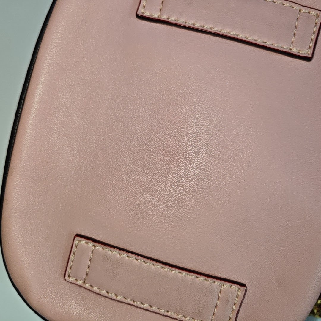 STELLA McCARTNEY Camera Bag Pink Leather Openwork Single Shoulder Bag Golden hardware Removable shoulder strap-(SKU)-940252440