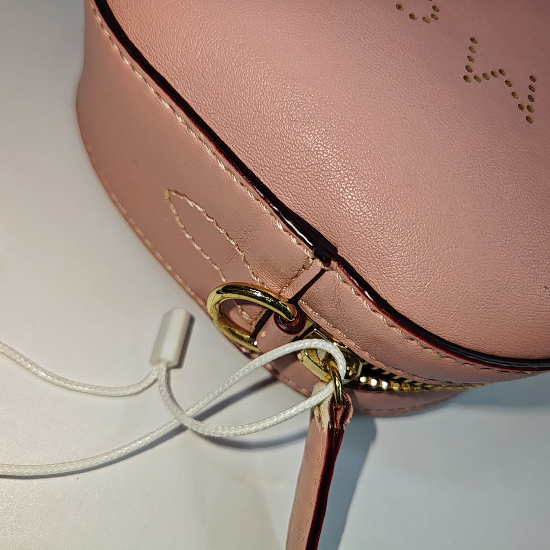 STELLA McCARTNEY Camera Bag Pink Leather Openwork Single Shoulder Bag Golden hardware Removable shoulder strap-(SKU)-940252440