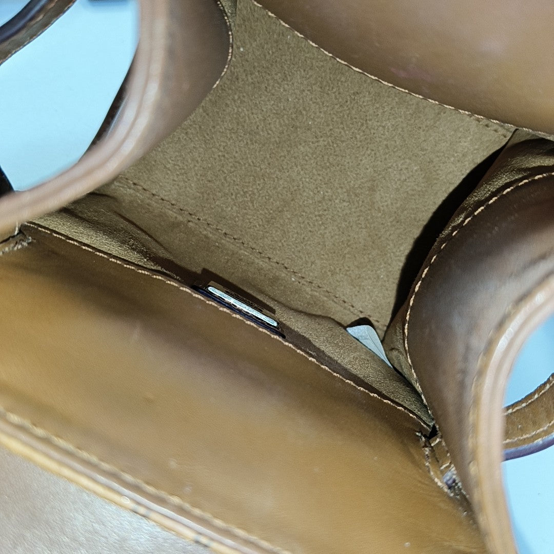 MCM Cognac Coated Canvas Monogrammed Single Shoulder Bag Tote Bag Crossbody Bag Golden hardware shoulder straps-(SKU)-940158793