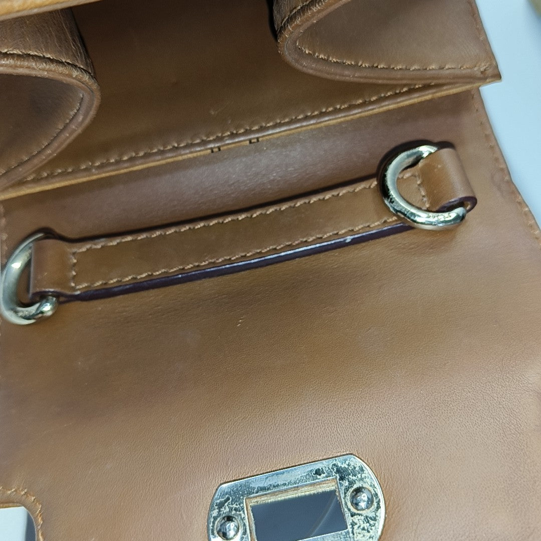 MCM Cognac Coated Canvas Monogrammed Single Shoulder Bag Tote Bag Crossbody Bag Golden hardware shoulder straps-(SKU)-940158793