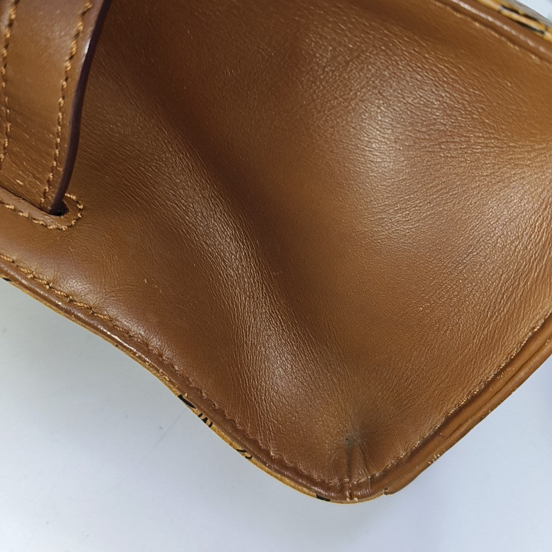 MCM Cognac Coated Canvas Monogrammed Single Shoulder Bag Tote Bag Crossbody Bag Golden hardware shoulder straps-(SKU)-940158793