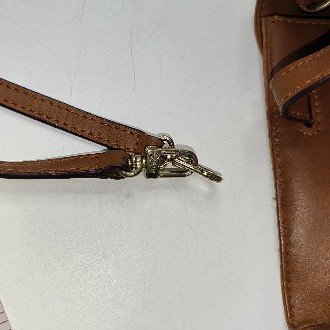 MCM Cognac Coated Canvas Monogrammed Single Shoulder Bag Tote Bag Crossbody Bag Golden hardware shoulder straps-(SKU)-940158793