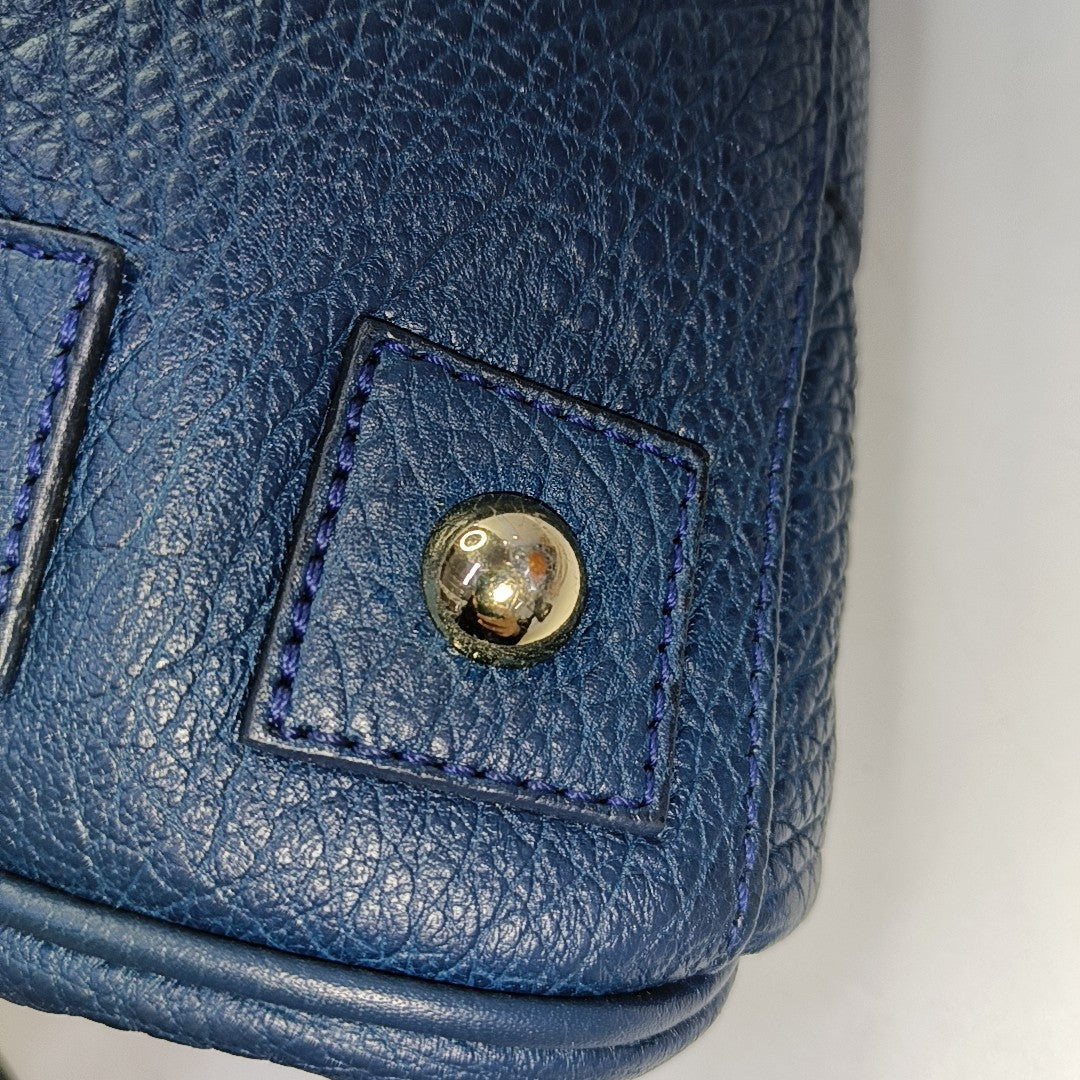 Mulberry Bayswater Large size Dark Blue Cowhide Handbag Single Shoulder Bag Golden hardware-(SKU)-940347646