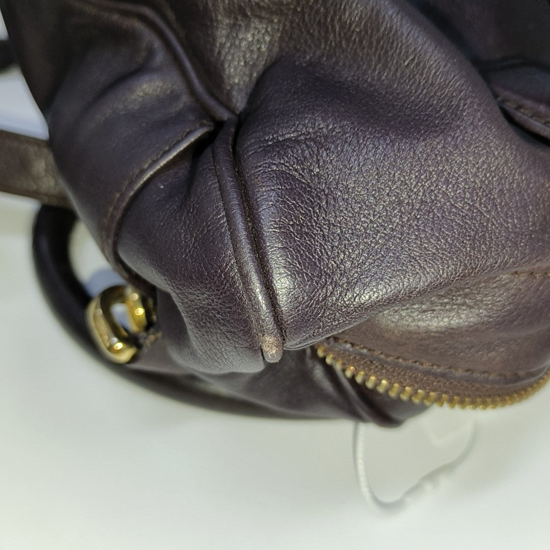 LOEWE Dark Purple Cowhide Single Shoulder Bag, Handbag Golden hardware Removable shoulder strap-(SKU)-13379817