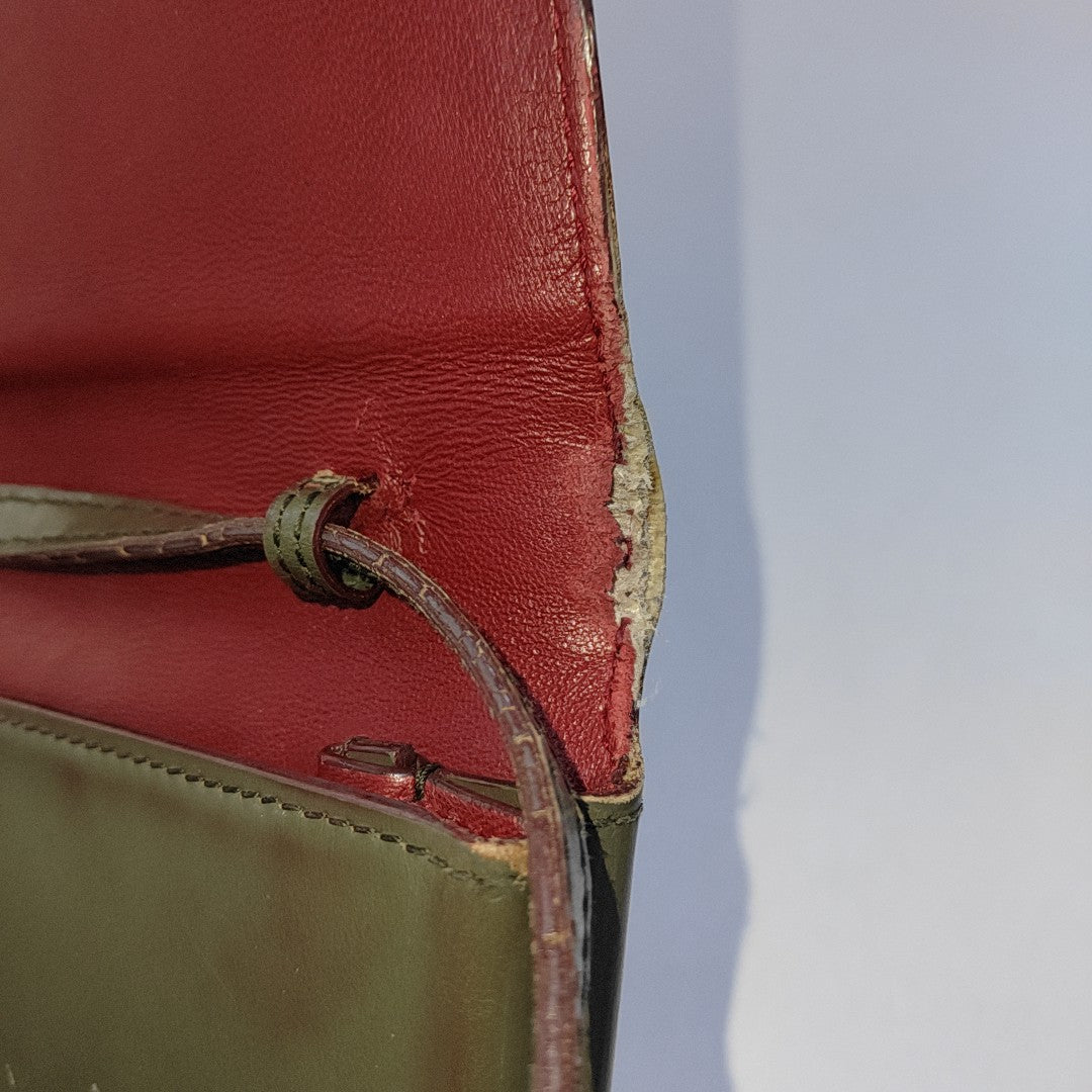 BALLY Dark Green Leather Crossbody Bag Single Shoulder Bag Silver Hardware Pouch detachable shoulder strap-(SKU)-940675885