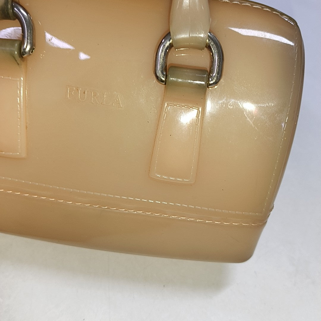 FURLA Candy mini Beige Special Material Crossbody Handbag Single Shoulder Bag Golden hardware Removable shoulder strap-(SKU)-940910047