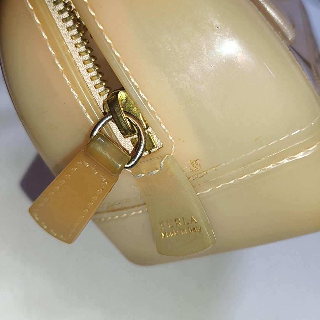 FURLA Candy mini Beige Special Material Crossbody Handbag Single Shoulder Bag Golden hardware Removable shoulder strap-(SKU)-940910047