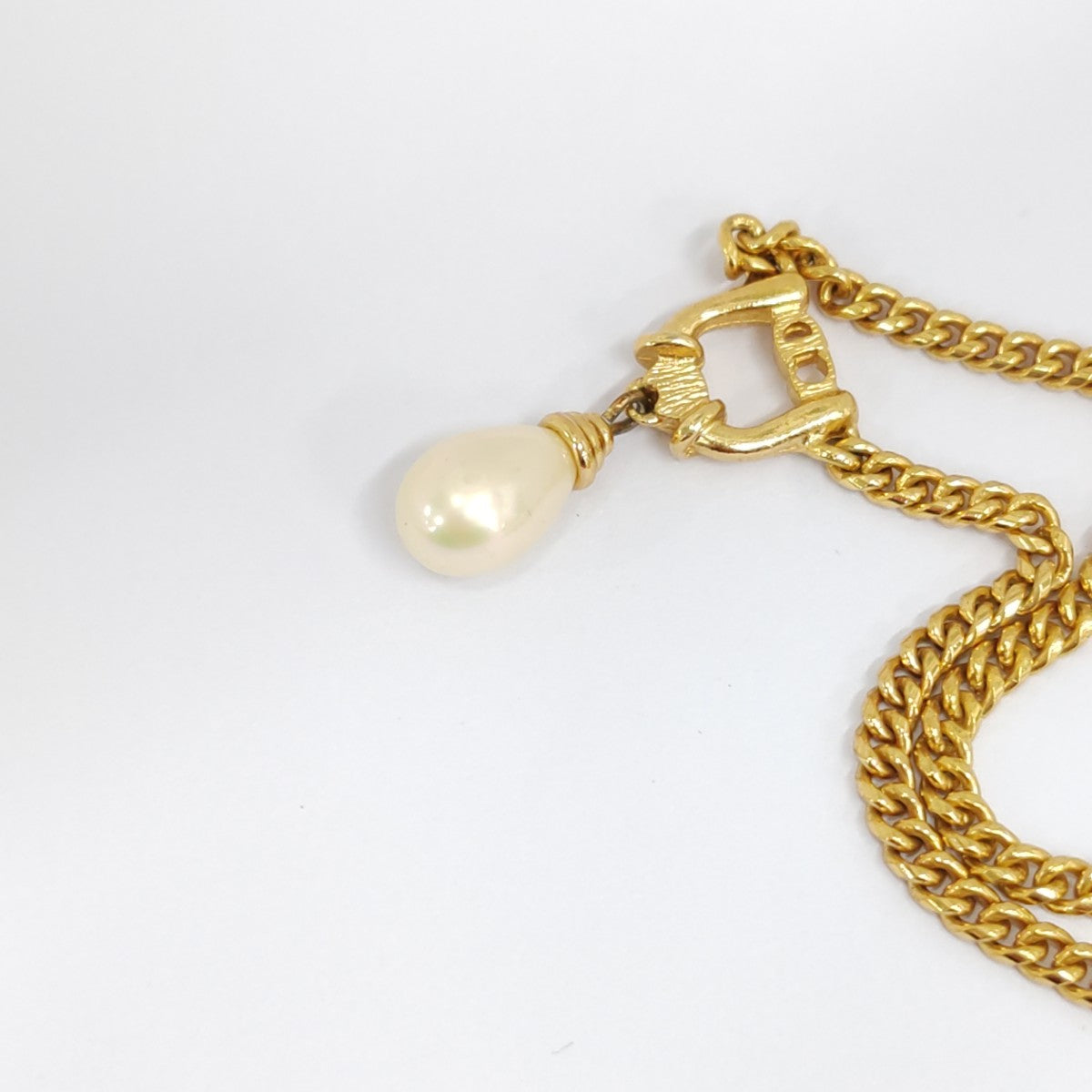 DIOR Gold Alloy Artificial Pearl and Diamond Necklace Length44cm-(SKU)-941361865