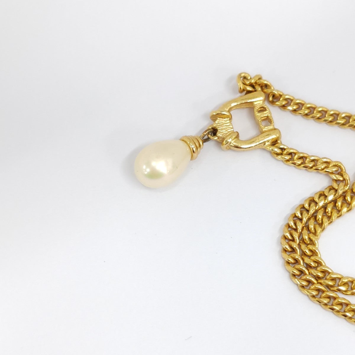 DIOR Gold Alloy Artificial Pearl and Diamond Necklace Length44cm-(SKU)-941361865