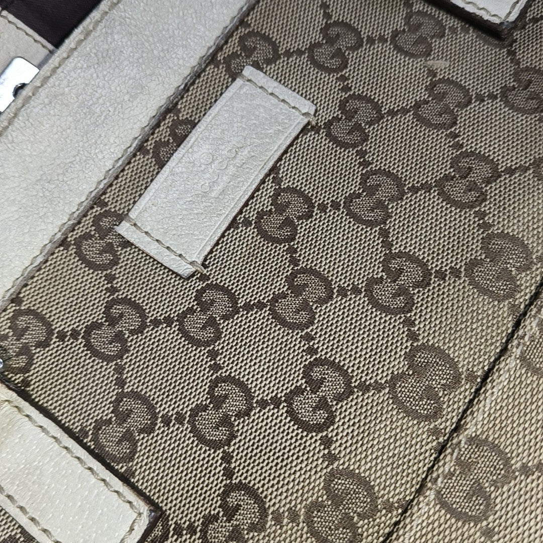 GUCCI Tote bag Brown Canvas Crocodile Patterned Tote Shoulder Crossbody Bag Silver Hardware-(SKU)-941415646