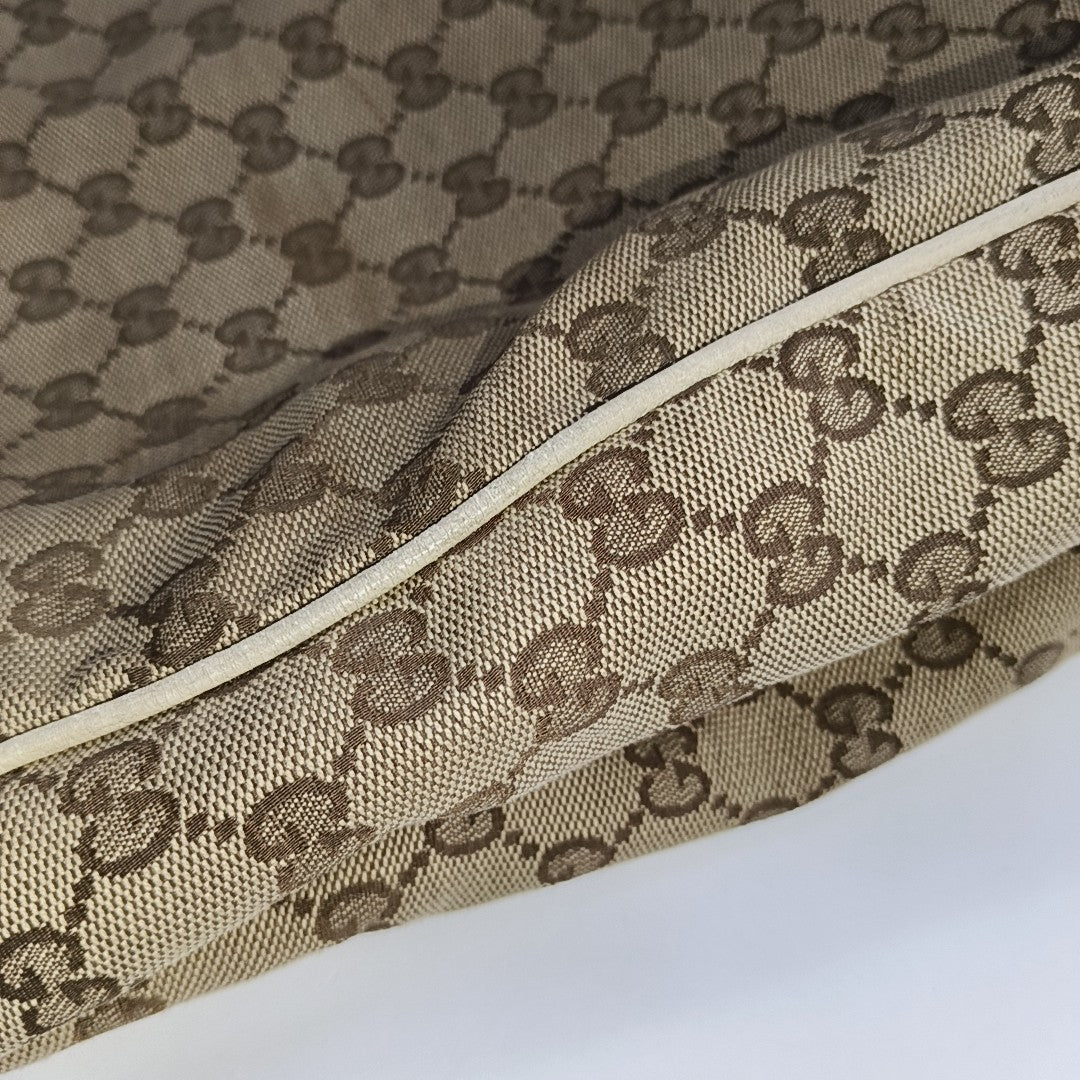 GUCCI Tote bag Brown Canvas Crocodile Patterned Tote Shoulder Crossbody Bag Silver Hardware-(SKU)-941415646
